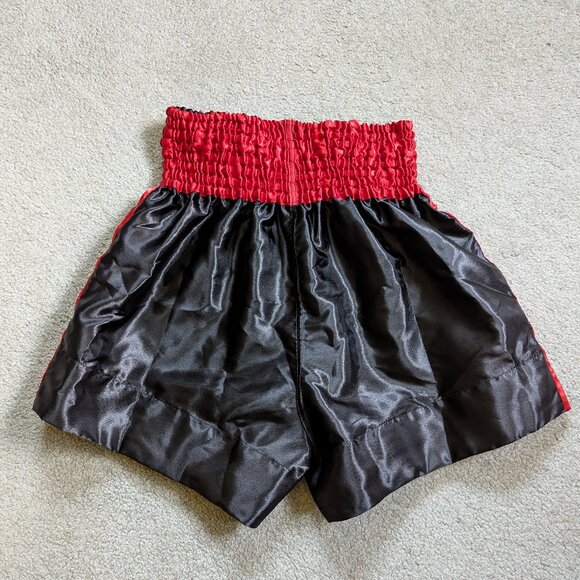 Shiny Red and Black Boxing Shorts - Picture 2 of 3